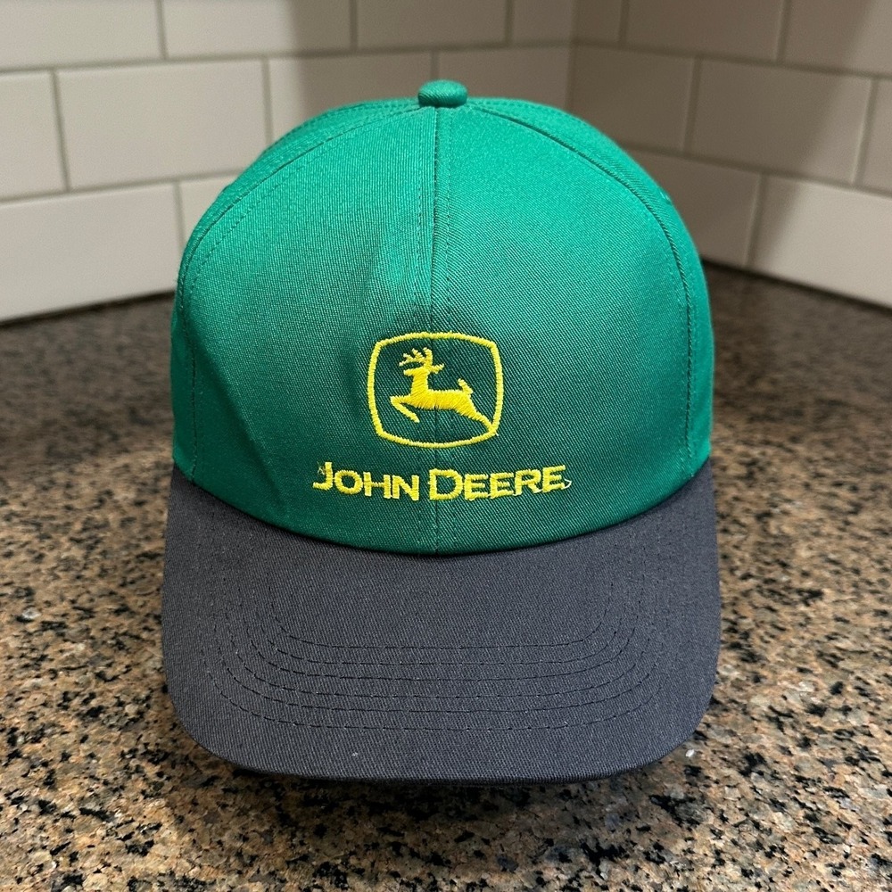 Vtg John Deere K-Products Snapback Baseball Cap Men OS Green Black Cotton Blend